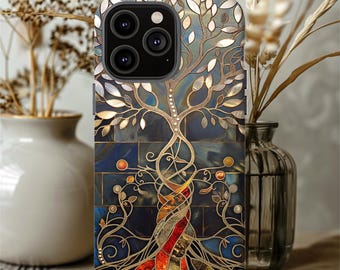 Tree of Life Phone Case: Stained Glass Illusion Design