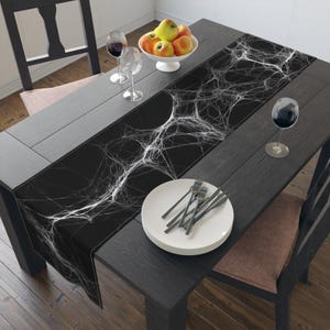 Gothic Spiderweb Table Runner: Black Halloween Decor