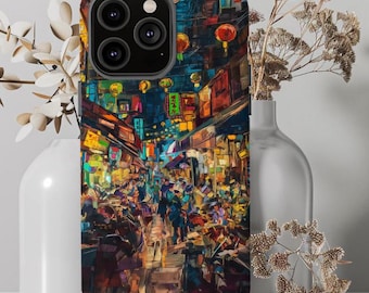 Asian Night Market Artistiek telefoonhoesje: op moderne kunst geïnspireerd