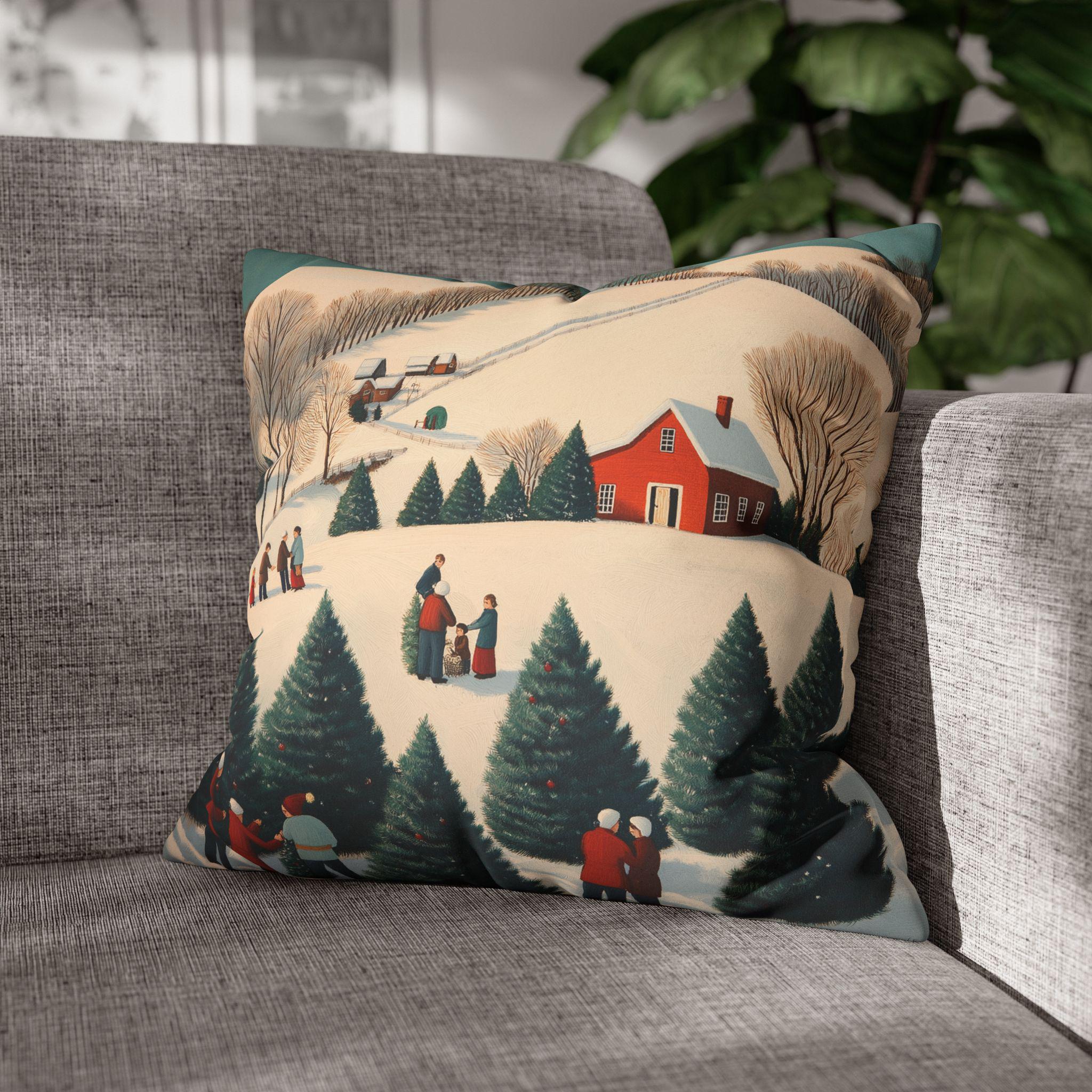 Christmas Tree Farm Pillow Cover: Mid-Century Holiday Decor