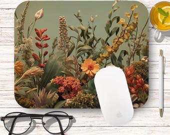 Floral Mouse Pad: Green Vintage Botanical Office Decor