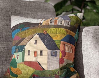 Coastal Village kussensloop van imitatiesuède: cottagedecor in quiltlook, unieke voor- en achterkant