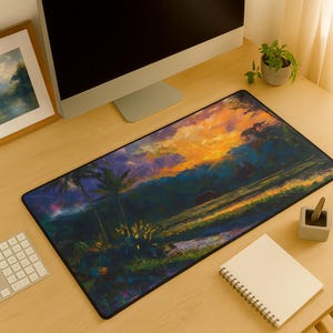 Desk Mat Bali Island Art | Tropical Rice Fields, Personalized Travel Lover Gift, Large Non-Slip