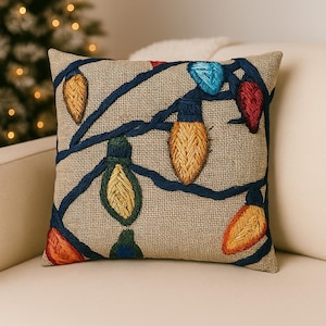 Poszewka na poduszkę świąteczną z lampkami choinkowymi, poszewka na poduszkę świąteczną: kwadratowy pled ze sztucznego zamszu, dwie różne strony