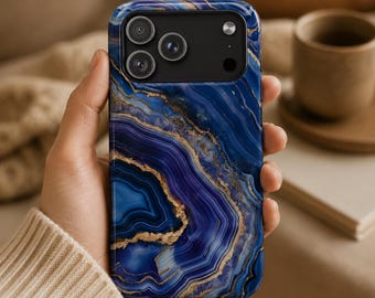 Blue Agate Look MagSafe Phone Case | iPhone and Samsung Galaxy Impact-Resistant
