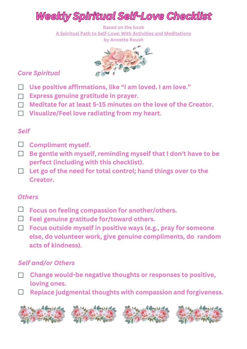 Spiritual Self-love Checklist Printables - Etsy