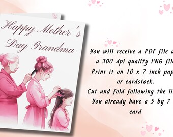 happy mothers day, Mama Heart , mom grandma gift, digital mothers day note cards, digital download, printable card, pink, card for Mom