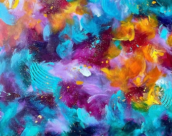 Abstract original acrylic hand painted art &quot;My heart just skipped a beat&quot; 30x24