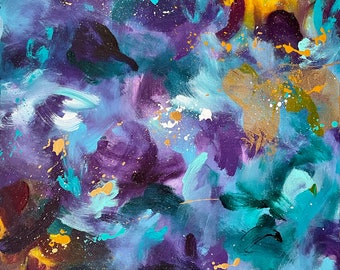 Abstract acrylic hand painted art on canvas &quot;Unforgettable. Unforgivable&quot; 28x22