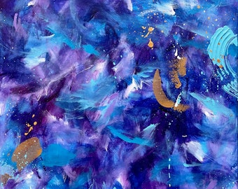 One of a kind abstract hand painted acrylic painting &quot;Bye bye forever&quot; 24x24 in