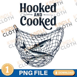 Diseño de sublimación estético PNG de pescador de sardinas / Descarga digital de sardinas enganchadas y cocidas Estilos de tendencia Clip Art