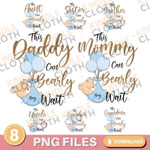 Baby Shower Boy Png sur le thème des ours en téléchargement numérique | Nous pouvons attendre des tenues assorties pour sublimation ours en peluche pour baby shower