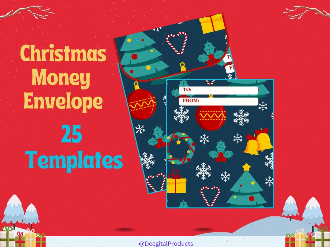 Christmas Money Envelope Printable Template Gift Envelope Etsy