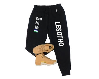 Pantalones de chándal de Lesotho / Camisa de Lesotho / Mapa de pantalones de chándal de Lesotho / Jersey de Lesotho / Pantalones de chándal grises / Pantalones de chándal negros / Lesotho Póster