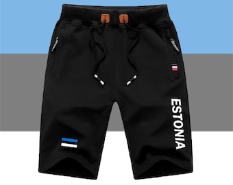 Estonia Shorts / Estonia Pants / Estonia Shorts Flag / Estonia Jersey / Grey Shorts / Black Shorts / Estonia Poster / Estonia Map