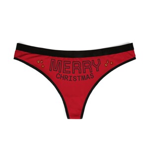 Christmas Sexy Women&#39;s Thongs, Holiday Lingerie, Red Thong Panties, Xmas Intimate Wear, Naughty Underwear, Festive G-String