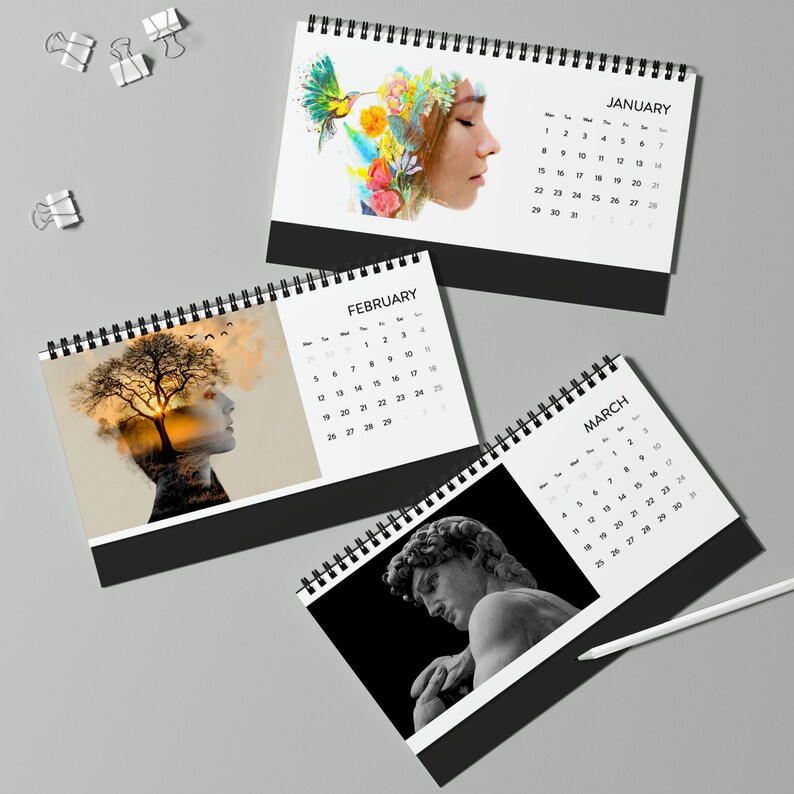 Simplex Desk Calendar 2024 Grid Etsy