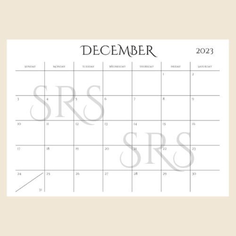 Printable 2024 Calendar, Includes December 2023 & January 2025, Home and Office Organization