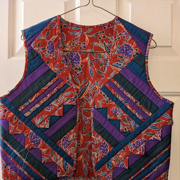Handmade Prairie Points Women's Quilted Fashion Vest size S/M