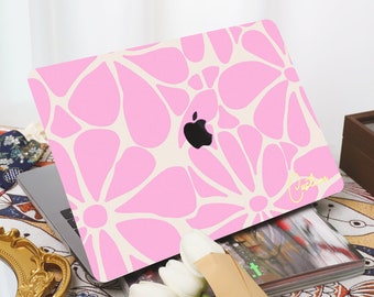 Funda para MacBook con diseño floral abstracto rosa, apta para 13, 15, 16 pulgadas, carcasa rígida personalizada para MacBook Air 13/Pro 13/Pro14/Air 15/Pro16 M1M2M3