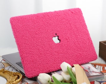 Pink Fluffy Teddy Macbook Case, Fit Macbook Air 13 /Pro13/RITIAN 13/13.6Air/Pro 14/Air 15/Pro16，M1 M2 M3 Touch Bar 13 15 16 Inch Laptop Case