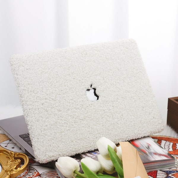 13 15 Inch White Fluffy Teddy Macbook Case for Macbook Air 13 /Pro 13/RITIAN 13/13.6 Air/Pro 14/Air 15/Pro16，M1 M2 M3 Touch Bar Laptop Case