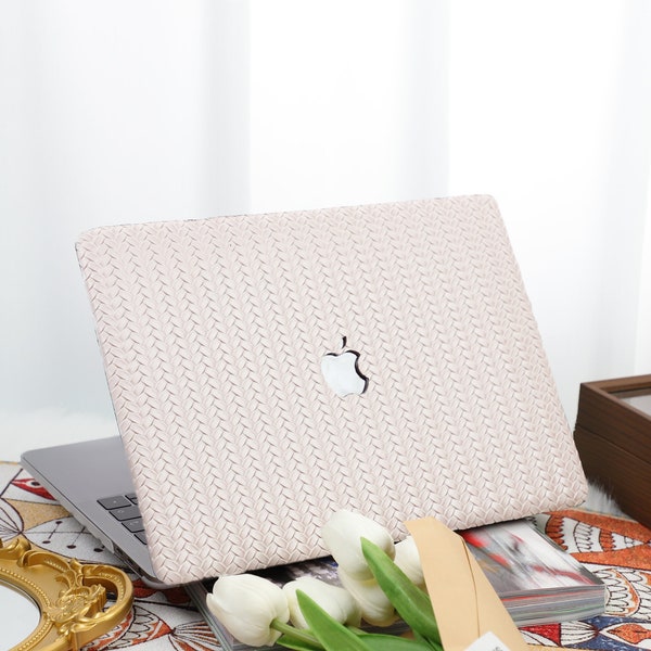 Pink Leather Woven MacBook Case for MacBook Air 13 /Pro13/RITIAN 13/13.6Air/Pro 14/Air 15/Pro16，M1 M2 M3 Touch Bar 13 15 16 Inch Laptop Case