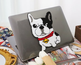 Funda rígida para MacBook con diseño de Bulldog en blanco y negro para Air 13/Pro13/RITIAN 13/13.6Air/Pro 14/Air 15/Pro16 M1 M2 M3 Touch Bar