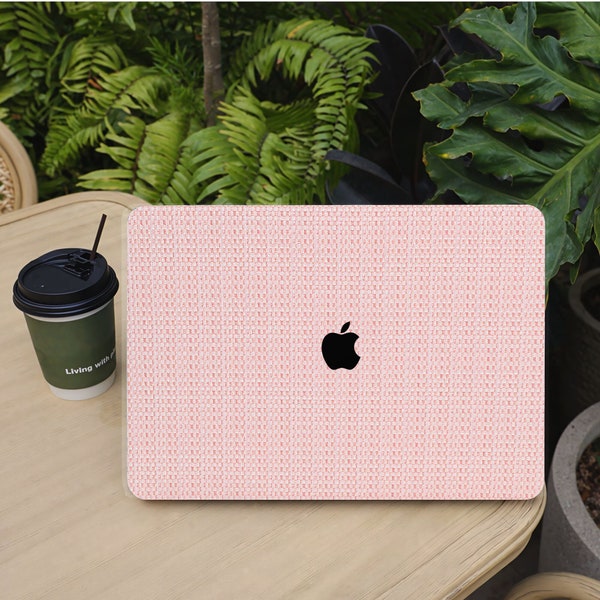 Pink Woven Macbook Case, Hard Protective Case for Macbook Air 13 /Pro13/RITIAN 13/13.6Air(M2 2022)/15 Air (M2 2023), Frosted Macbook Case