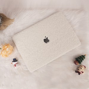 Étui MacBook pelucheux blanc pour MacBook Air 13/Pro13/RITIAN 13/13.6Air/Pro 14/Air 15/Pro16, M1 M2 M3 Touch Bar 13 15 16 pouces, étui pour ordinateur portable image 1