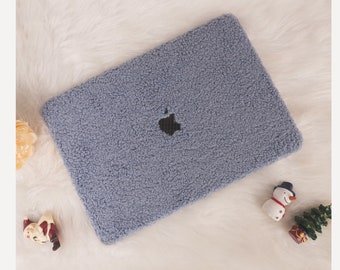 Gray Fluffy Macbook Case for Macbook Air 13 /Pro13/RITIAN 13/13.6Air/Pro14/Air 15/Pro16,M1 M2 M3 Touch Bar 13 15 16 Inch Laptop Mac Case