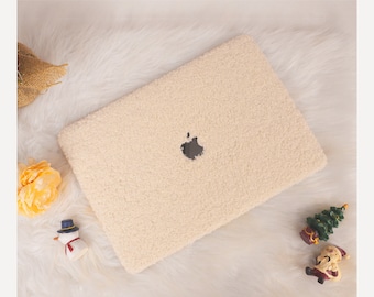 Beige Fluffy Macbook Case for Macbook Air 13 /Pro13/RITIAN 13/13.6Air/Pro14/Air 15/Pro16,M1 M2 M3 Touch Bar 13 15 16 Inch Laptop Mac Case