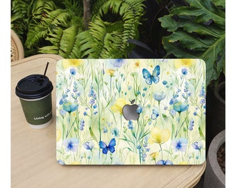Wild Flower Butterfly MacBook Hard Shell Case, Fits Air13 M2/Pro13 M1/Pro 14/Air15 M2M3/Pro 16 Mac Laptop Cover, 13 14 15 Inch Models Case