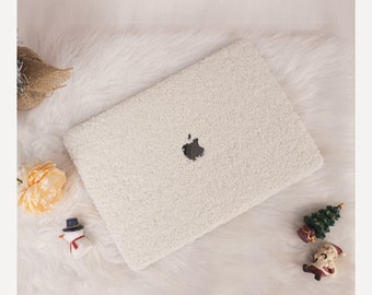 White Fluffy Teddy Macbook Case for Macbook Air 13 /Pro13/RITIAN 13/13.6Air/Pro 14/Air 15/Pro16，M1 M2 M3 Touch Bar 13 15 16 Inch Laptop Case