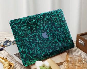 Étui pour MacBook, texture métallisé vert foncé, taille rigide pour ordinateur portable 13 15 pouces pour MacBook Air 13/Pro 13/Pro14/Air 15/Pro16 M1M2M3