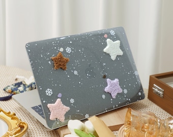 Sparkling Transparency Fluffy Stars MacBook Case, Fit 13 15 16Inch Laptop Hard Shell for MacBook Air 13/Pro13/Air 15/Pro16 M1M2M3 Case Cover