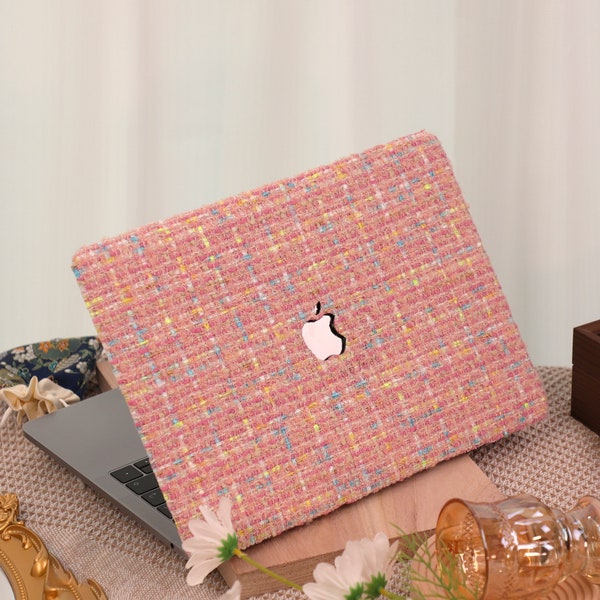 Pink Woven Fancy Yarn MacBook Case for MacBook Air 13 /Pro13/RITIAN 13/13.6Air/Pro 14/Air 15/Pro16，M1 M2 M3 Touch Bar 13 15 Inch Laptop Case