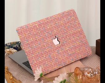 Pink Woven Fancy Yarn MacBook Case for MacBook Air 13 /Pro13/RITIAN 13/13.6Air/Pro 14/Air 15/Pro16，M1 M2 M3 Touch Bar 13 15 Inch Laptop Case