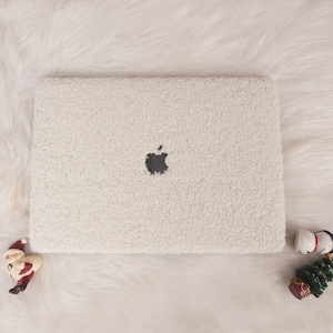 Étui MacBook pelucheux blanc pour MacBook Air 13/Pro13/RITIAN 13/13.6Air/Pro 14/Air 15/Pro16, M1 M2 M3 Touch Bar 13 15 16 pouces, étui pour ordinateur portable image 2