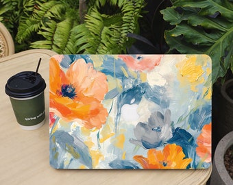 Peinture à l'huile Fleur Coque MacBook 13 pouces, étui de protection rigide pour ordinateur portable pour Macbook Air 13/Pro 13/RITIAN 13/15 Air, M1 M2 Case 2023 2022