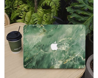 Étui pour MacBook 13 15 pouces avec texture marbrée verte pour ordinateur portable pour Macbook Air 13/Pro 13/RITIAN 13/15 Air, M1 M2 2022 2023