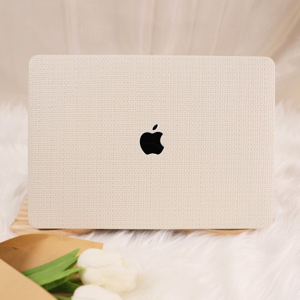 Housse pour MacBook beige texturée pour ordinateur portable 13 14 15 pouces pour MacBook Air 13M1M2/Pro 13/Pro14/Air 15M1M2M3/Pro16