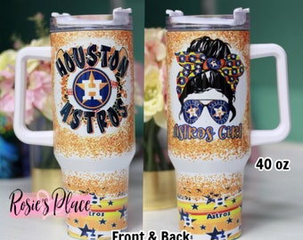 40oz tumbler, houston tumbler, baseball tumbler, orange tumblers, texas champions, jeremy pena, mom life tumbler, astros girl tumbler