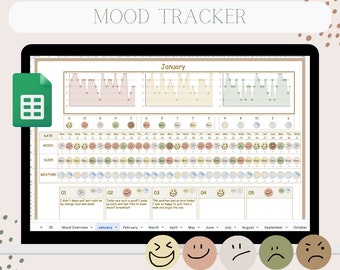Mental Health Tracker | Mood | Google Sheets Template | Digital Spreadsheet | Sleep and Weather Tracker 2026