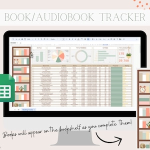 Book Track Spreadsheet | Google Sheets | Reading Tracker | Book & Audiobook | Google Sheets | Digital Template | Journal