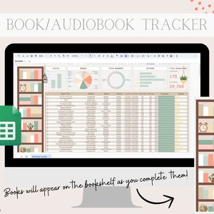 Monitoraggio della lettura Fogli Google / Fogli di calcolo per il monitoraggio dei libri / Libri e audiolibri / Fogli Google / Modello digitale / Diario