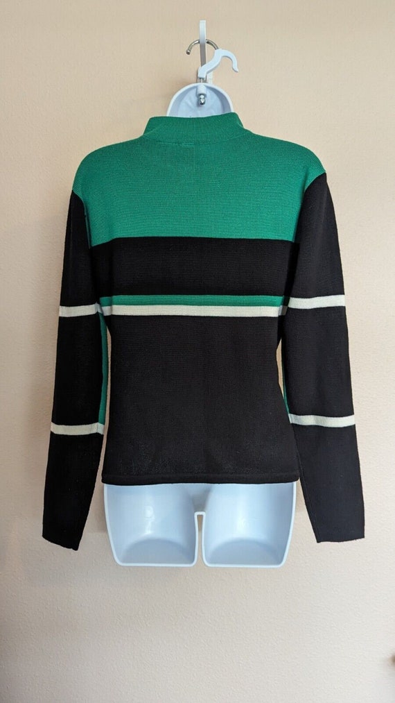 Vintage Obermyer Green And Black Pullover Sweater… - image 3