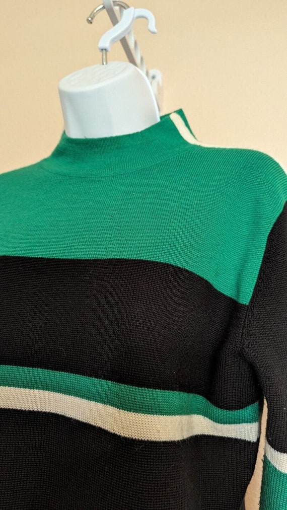 Vintage Obermyer Green And Black Pullover Sweater… - image 2