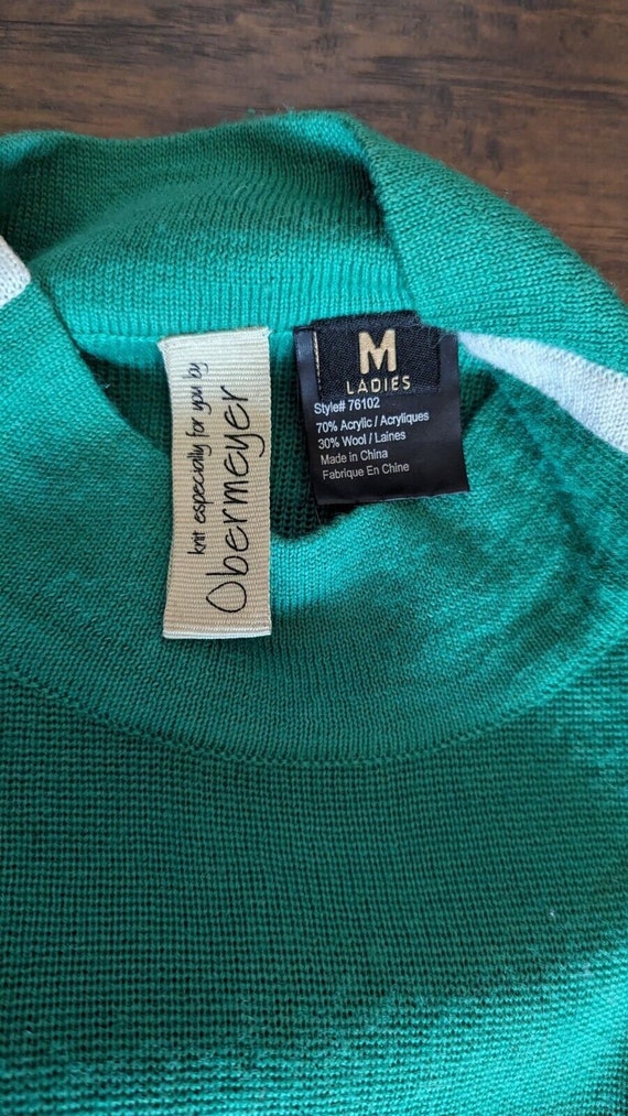 Vintage Obermyer Green And Black Pullover Sweater… - image 4