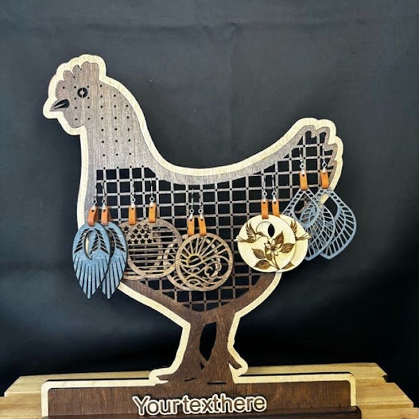 Earring Holder chicken with personalization